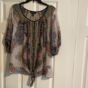 Style & Co. Multicolor Paisley Tie-Front Blouse